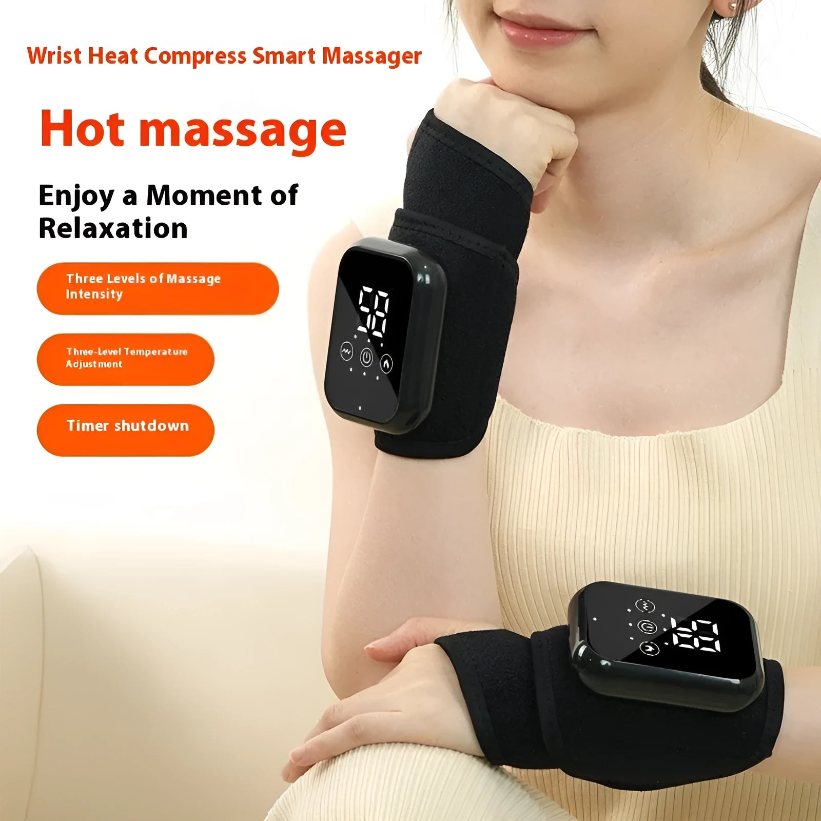Electric heating ankle sleeve in black or grey colour with USB connection