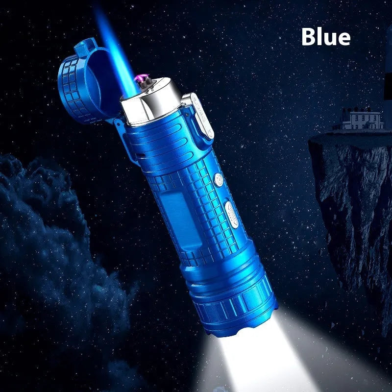 TH727 aluminium alloy waterproof flashlight lighter in camouflage colour, showing compact cylindrical design.