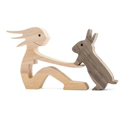 Nordic style wooden office desktop ornament with polished finish and bionic animal design