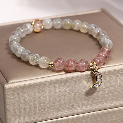 Korean-style multi-layer crystal bracelet for women with natural garnet and various gemstone pendants