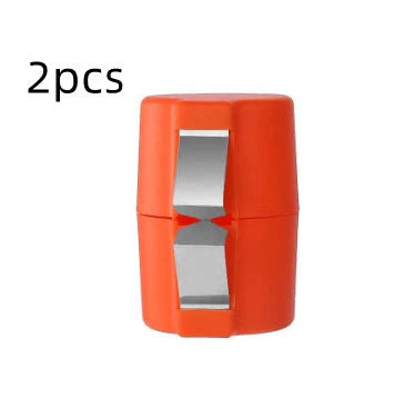 Premium egg cracker and separator made of stainless steel and plastic, available in various colors, used for effortless egg preparation in the kitchen