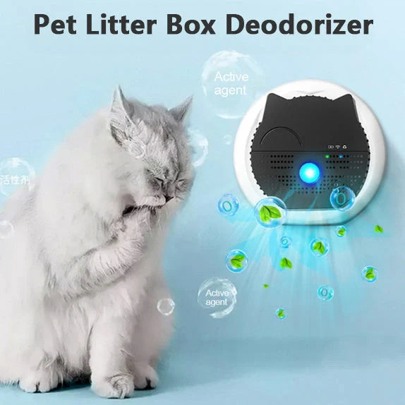 Compact white pet deodorant air purifier for cat litter boxes with USB charging