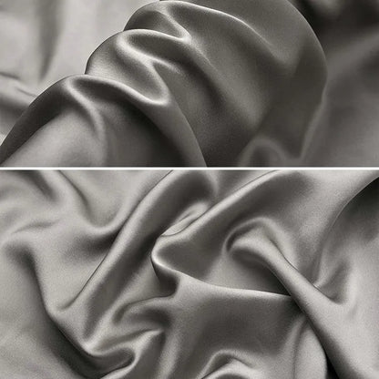 Dark grey mulberry silk pillowcase with envelope closure, sizes 43cm x 63cm, 48cm x 74cm, 51cm x 76cm