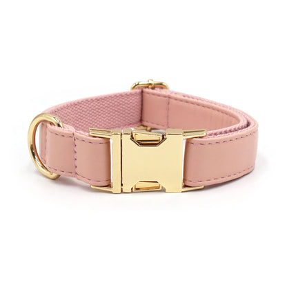 Simple colour-block velvet detail on a leather dog collar shown in caramel colour.
