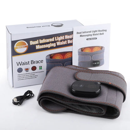 Grey electric heating massage belt with 5000mAh battery for portable warmth therapy