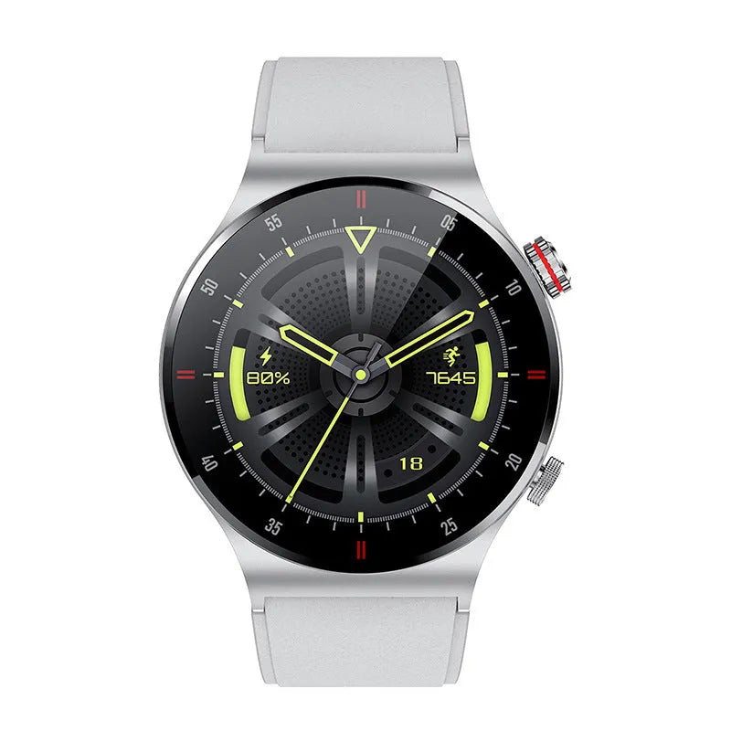 Black smart Bluetooth sports watch with silicone strap and 1.28 inch touch screen on a wrist