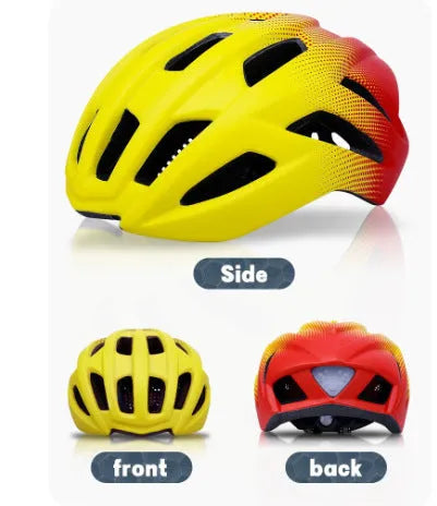 Orange cycling helmet with ventilation holes for mountain and road biking