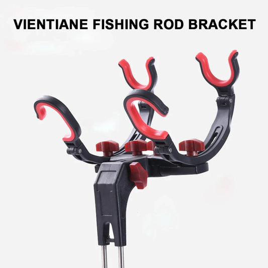 Adjustable fishing rod holder with 360-degree rotation, made of sturdy stainless steel for secure shore mounting