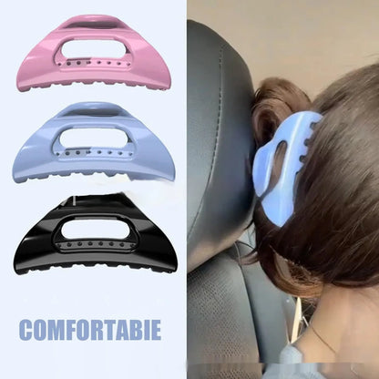 Plain colour plastic French grip hair clip in black, light pink, or cloudy blue for women's everyday hair styling