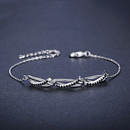 Black zircon creative ring bracelet for women, elegant anniversary gift