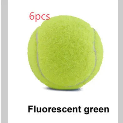 Rubber bite-resistant dog tennis ball in assorted bright colours, 6.3cm diameter.