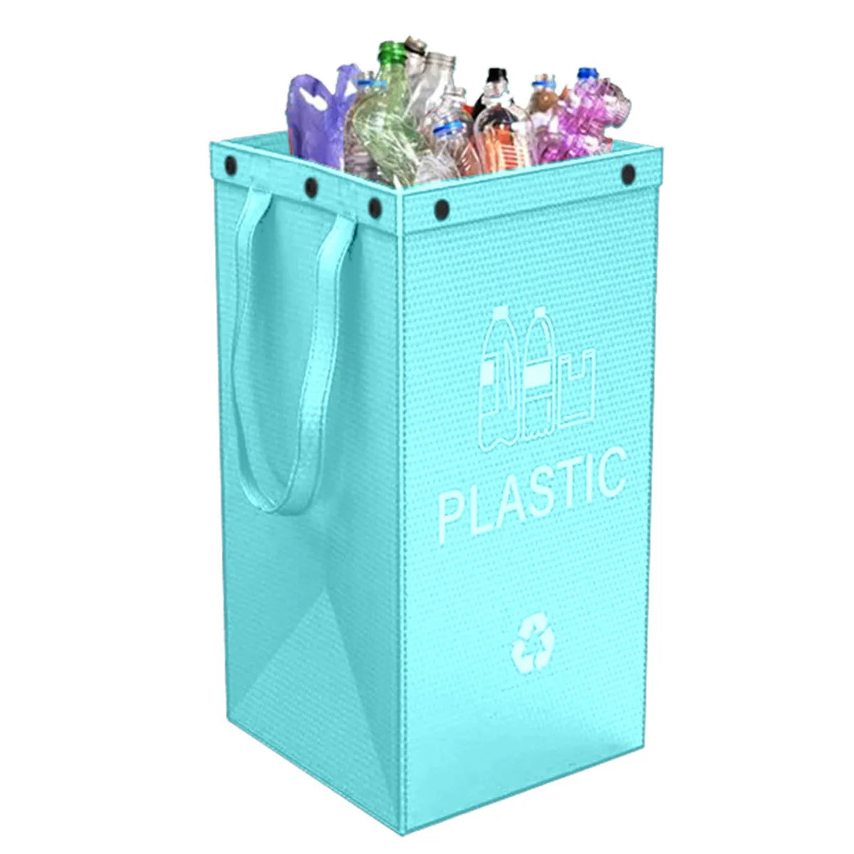 40-litre polypropylene rubbish bag showing 30x50x30cm dimensions and colour options including blue, green, and grey variations