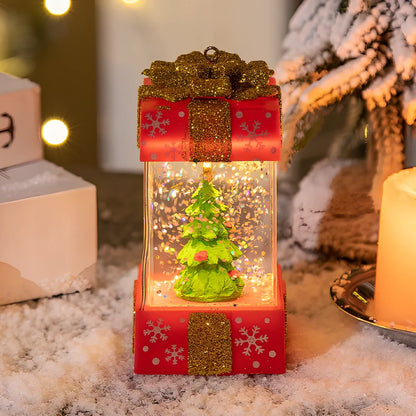 Red and white Christmas crystal ball lights with cartoon designs measuring 5.5cm