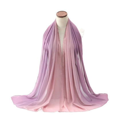 Long chiffon scarf for women in various colours, showing lightweight fabric and 175cm length