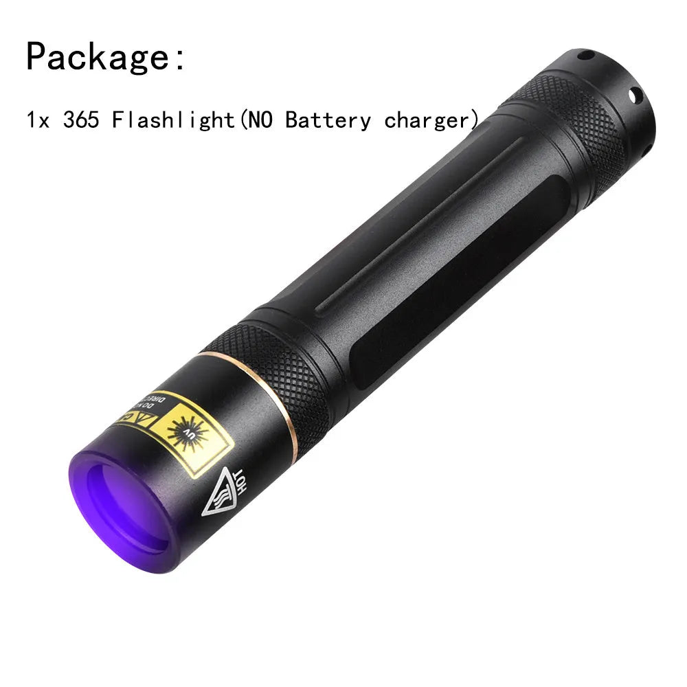 Y36 8006 365nm UV LED flashlight in aluminium alloy with 5W power and 18650 battery option