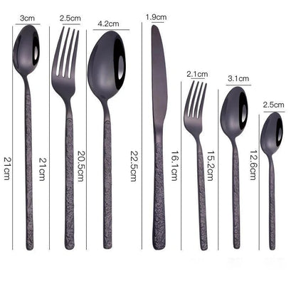 Premium embossed steak cutlery set with textured handles and mirror polish