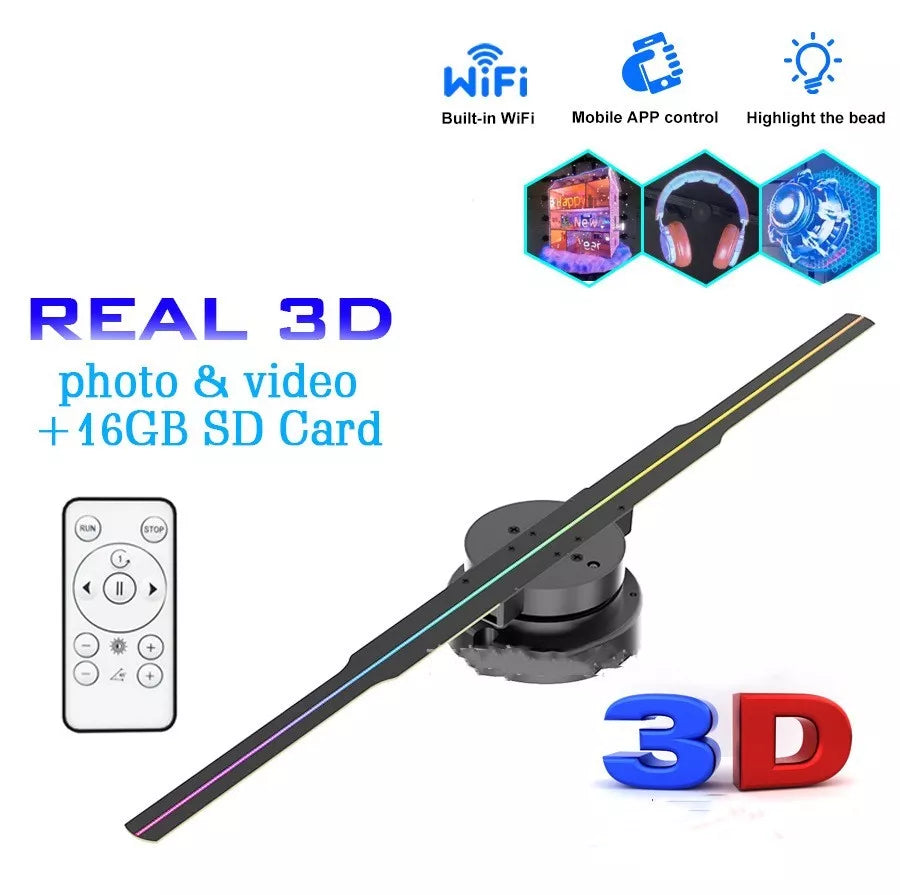 Stereo Rotating Suspension Naked Eye 3D Holographic Projector with universal bright standards