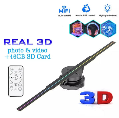 Stereo Rotating Suspension Naked Eye 3D Holographic Projector with universal bright standards