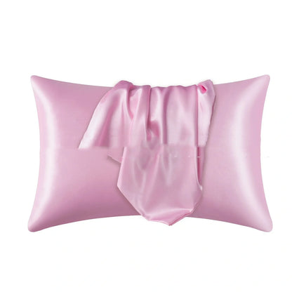 Envelope closure pillowcase in navy blue showing overlapping flap design and smooth polyester fabric texture
