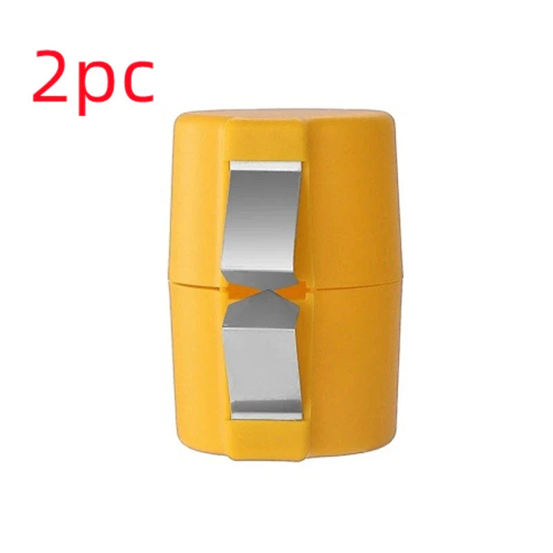 Premium egg cracker and separator made of stainless steel and plastic, available in various colors, used for effortless egg preparation in the kitchen