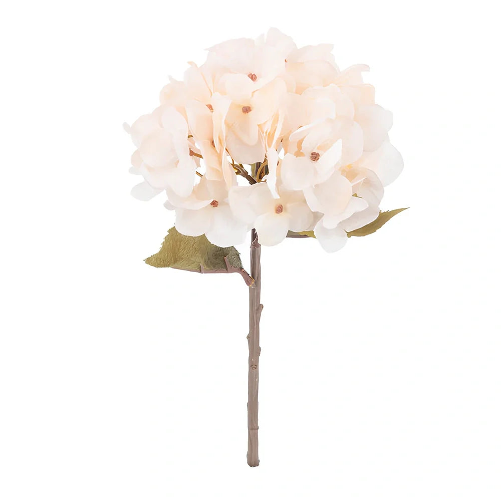 36cm artificial hydrangea branch with 16cm flower heads in coffee brown colour