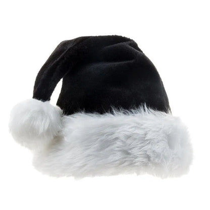 Oversized black and white plush Christmas hat with a classical European design.