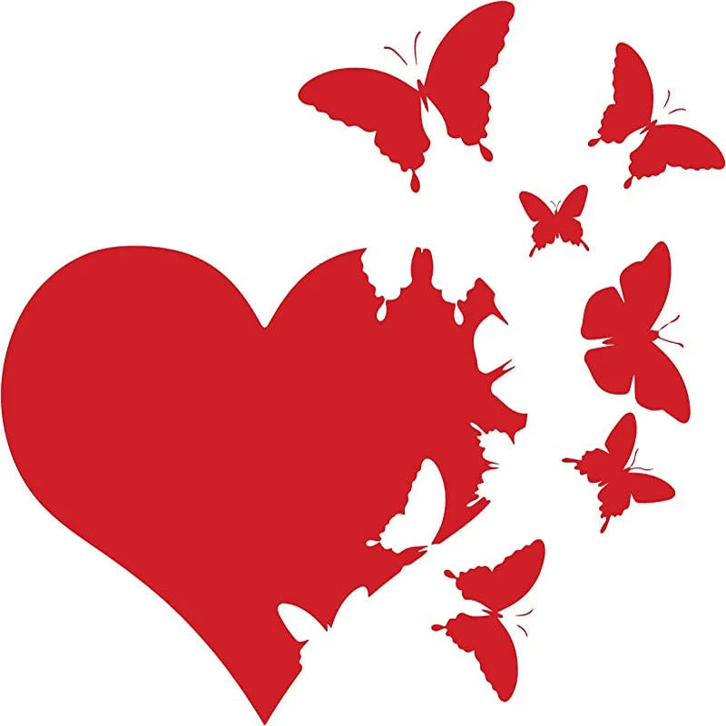 Love Butterfly car decoration sticker in plastic measuring 15x15cm in six colour options