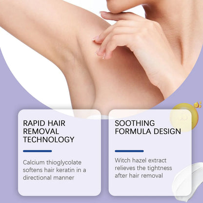 100g tube of moisturising hair removal cream with witch hazel and glycerin for legs, arms, bikini area