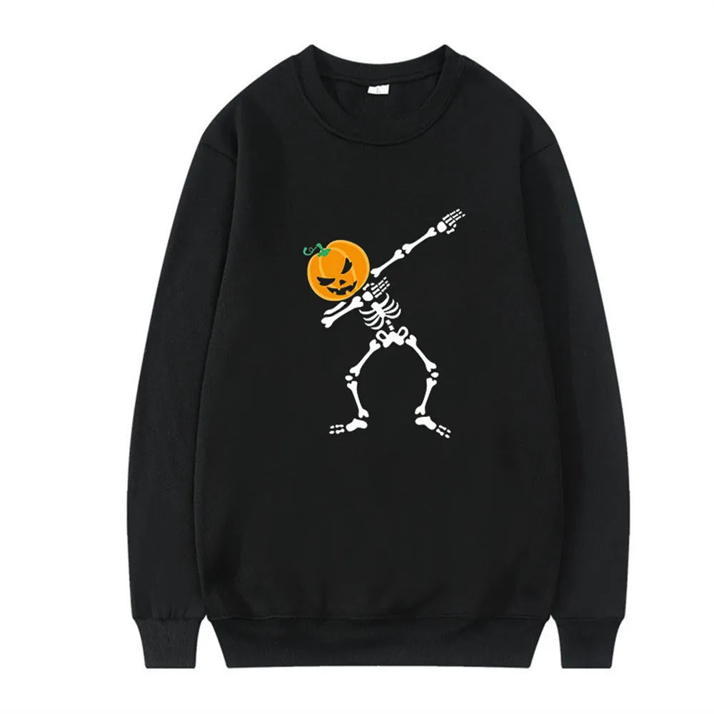 Women's printed crew neck long-sleeve top in cotton-polyester blend fabric for autumn and winter wear