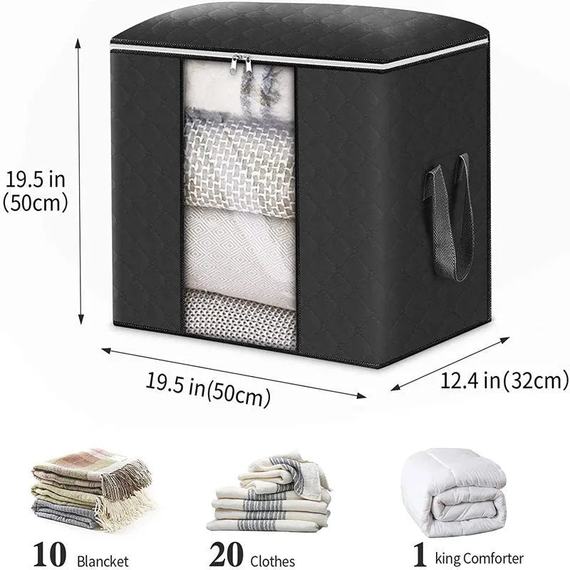 Non-woven storage bag in beige with Japanese handbag design, seal closure, and dimensions 60x40x35cm for quilt organisation