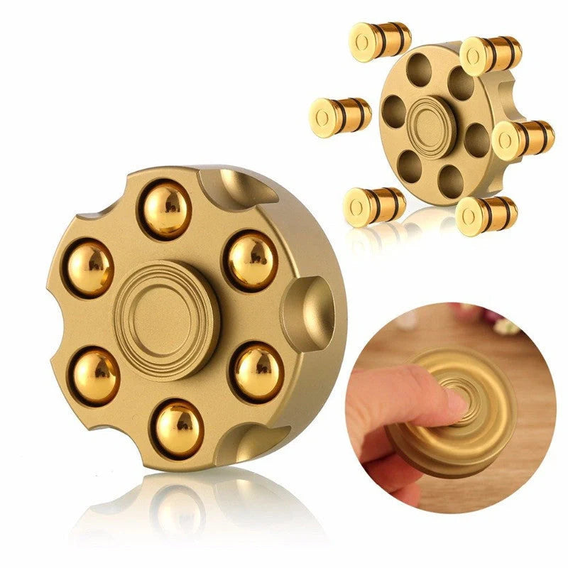 Brass gun revolver bullet fidget spinner with detachable rotating top