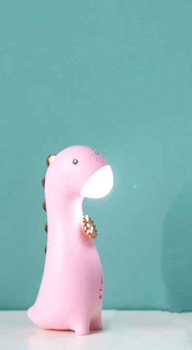 Cute Dinosaur LED Night Light in blue, green, or pink with touch control and rechargeable battery