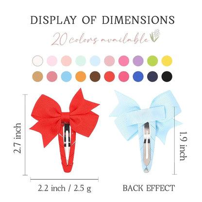 40 assorted colour snap hair bow clips with grosgrain ribbon bows measuring 2 inches wide