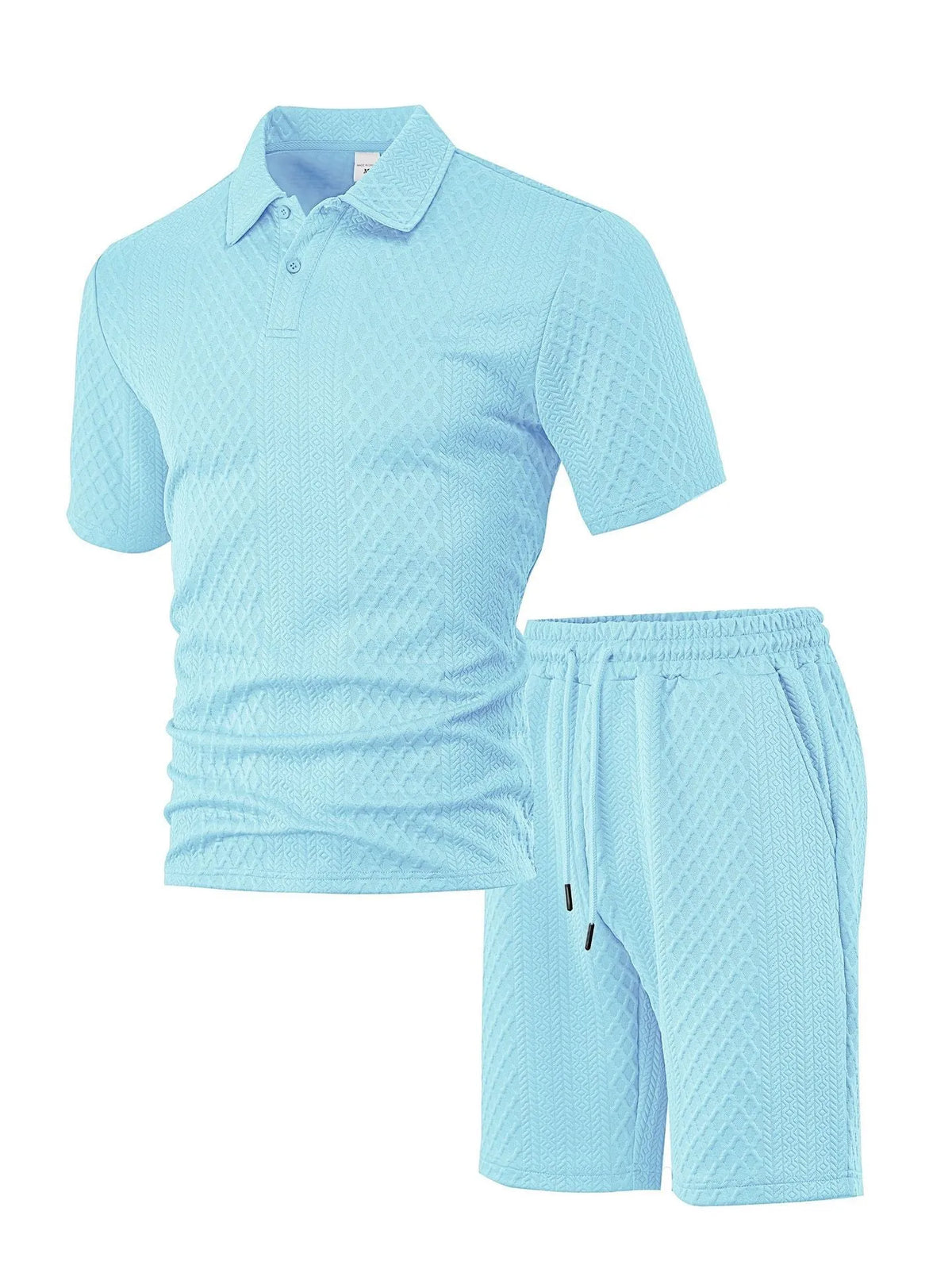Men's patterned cloth short sleeve casual suit set in multiple colour options