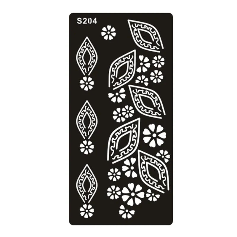 Hollow geometric tattoo template sticker on water transfer paper, Southeast Asian style design.