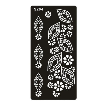 Hollow geometric tattoo template sticker on water transfer paper, Southeast Asian style design.