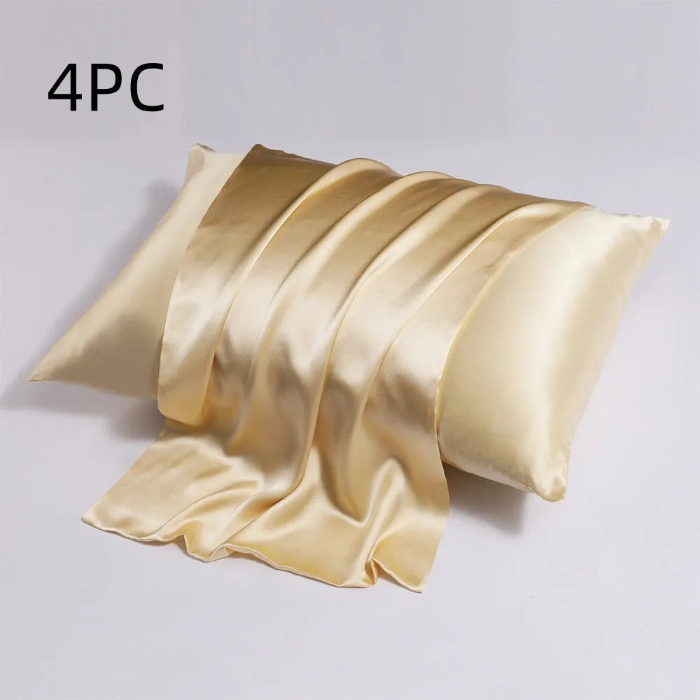 Silk pillowcase with zip closure showing double-sided texture in modern simplicity style