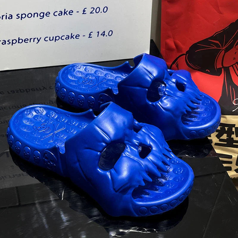 Stylish skull-themed slippers with a variety of color options for comfortable, versatile wear