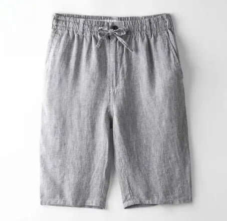 Men's thin linen casual beach shorts in a loose straight-leg cut, shown in one of six colours