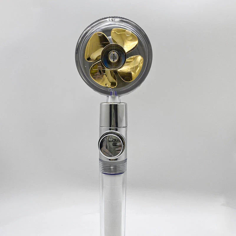 360° Rotating Shower Head with Built-In Fan - Premium ABS Plastic Construction, Water-Saving High-Pressure Spray