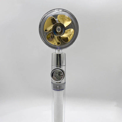 360° Rotating Shower Head with Built-In Fan - Premium ABS Plastic Construction, Water-Saving High-Pressure Spray