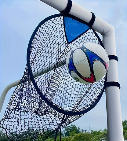 Portable soccer training goal net with lightweight fibreglass frame for backyard practice drills