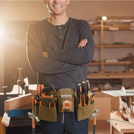 Adjustable Tool Belt in 900D Oxford Cloth with multiple pockets for tool storage