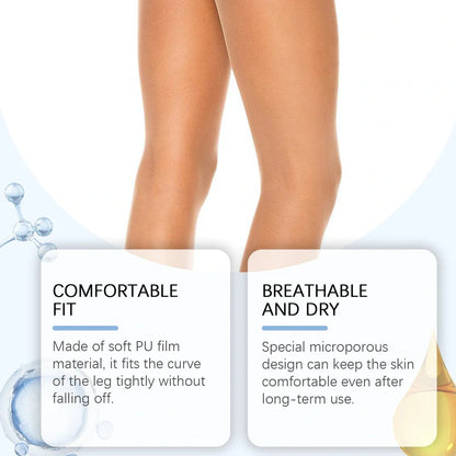 10 leg anti-wear patches measuring 10cm by 5cm with sodium hyaluronate for friction protection