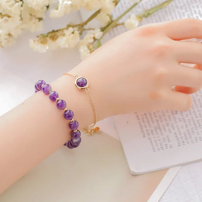 Double-layer women's bracelet with lucky beads and colourful crystals in gold-toned setting