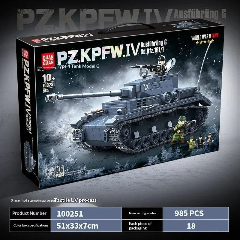 Type 4 G Tank Panzer IV plastic building block toy set for youth aged 7 to 14 years old
