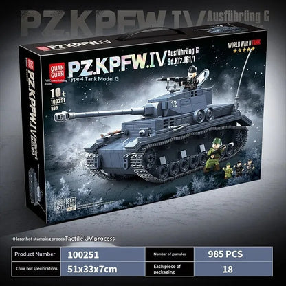 Type 4 G Tank Panzer IV plastic building block toy set for youth aged 7 to 14 years old