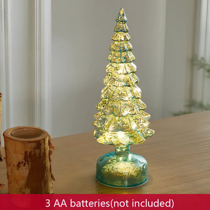 Borosilicate glass Christmas tree decoration with geometric shape and glitter accents