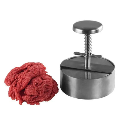 Silver stainless steel meat press mould for making burger patties