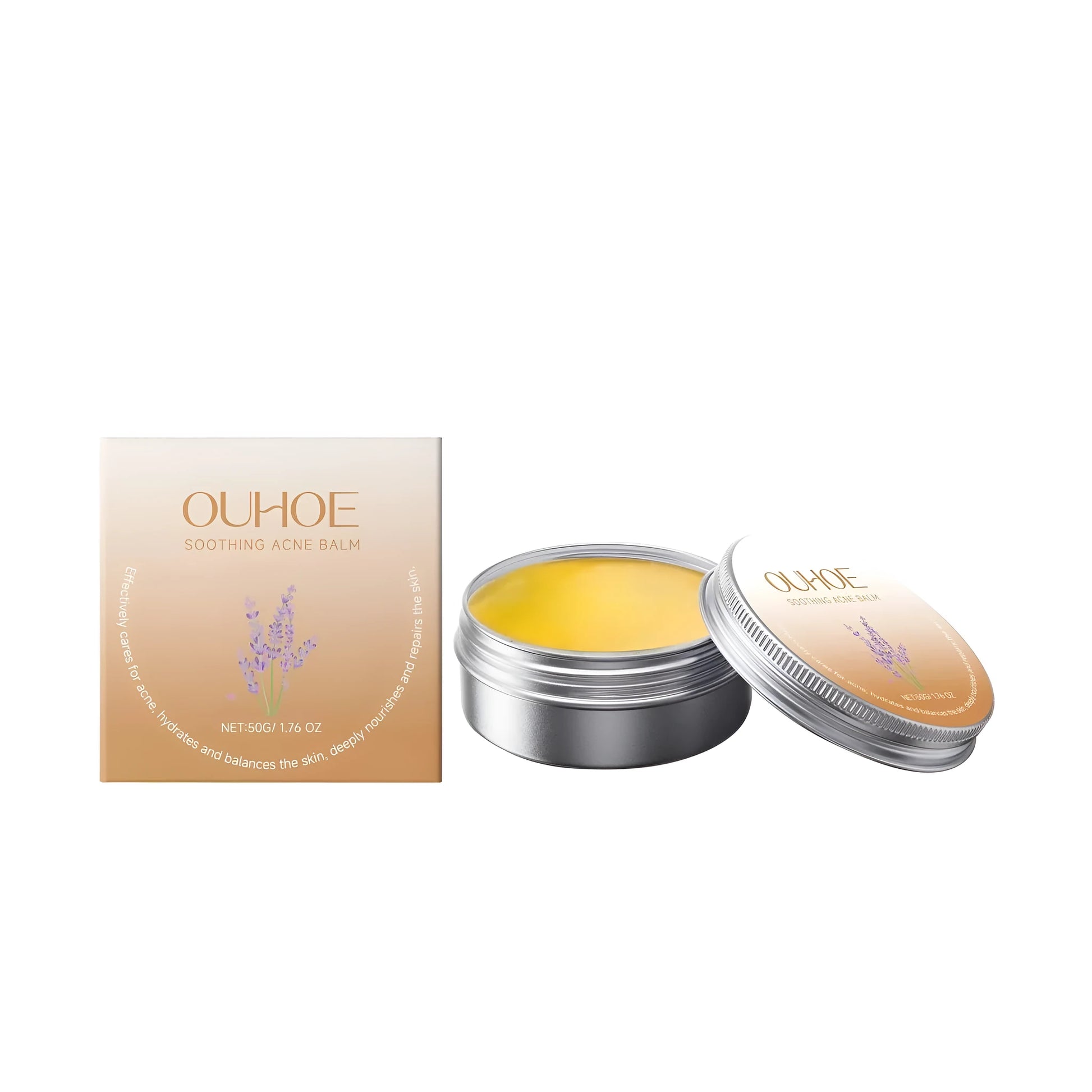 50g jar of soothing acne balm with salicylic acid and botanical ingredients